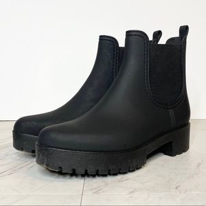Jeffrey Campbell Black Platform Chelsea Rain Boot